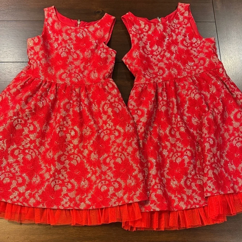 Justice Red and Silver Kids Formal Dresses Sz 7 and 8